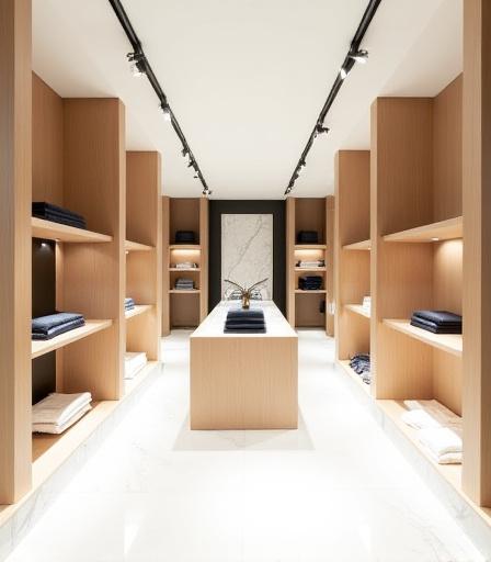 Custom white oak millwork for high-end boutique